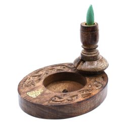 Quemador de reflujo Buda dorado de madera de mango · Pequeño - Imagen 4