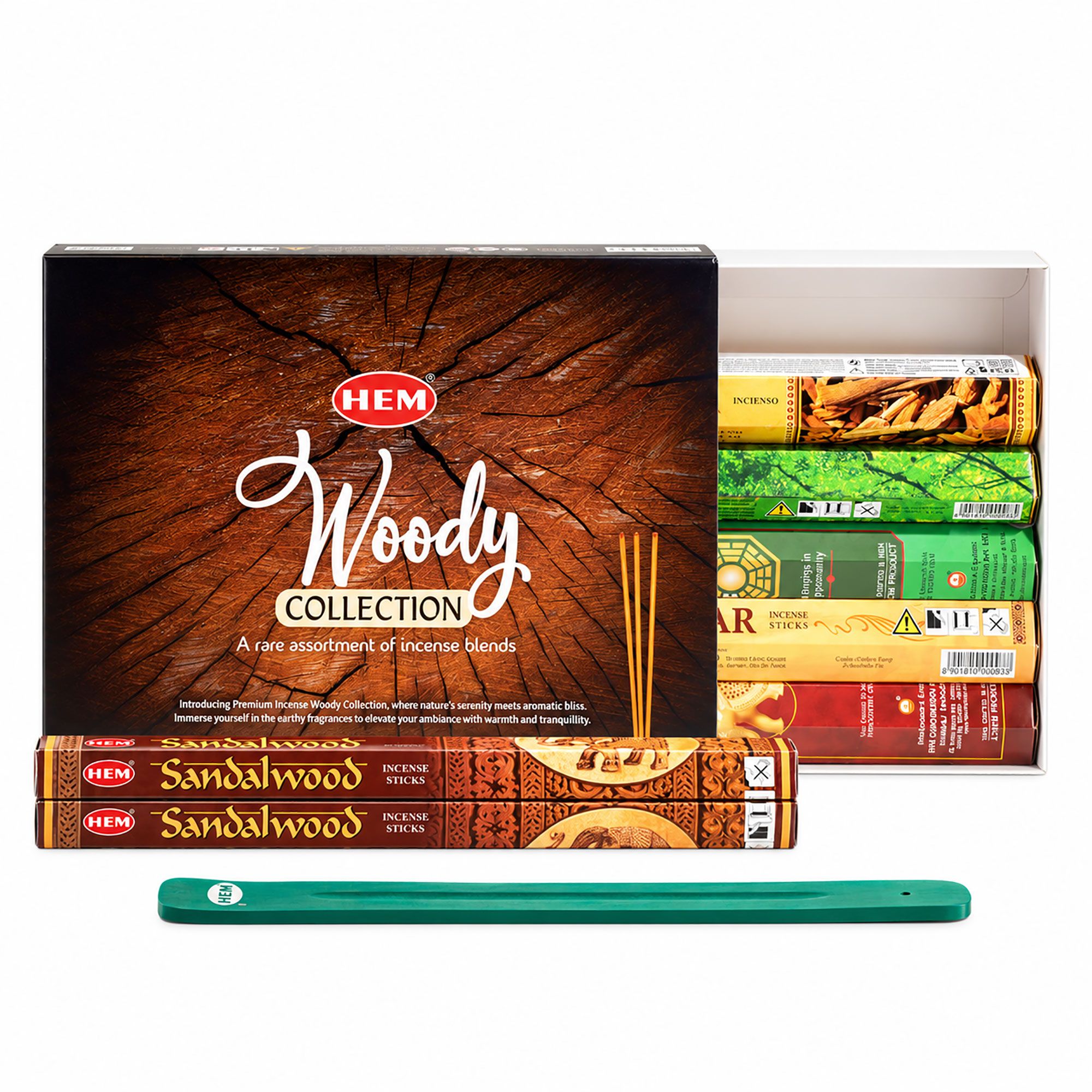 Colección HEM Amaderada · 6 Aromas + Portaincienso