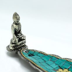 Portainciensos Tibetano Hoja Larga con Buda y Mosaico - Imagen 3