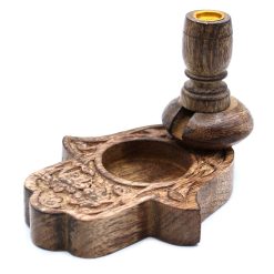 Alternative view of Quemador de reflujo Hamsa de madera de mango · Pequeño