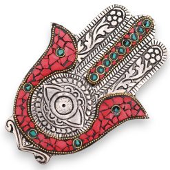 Alternative view of Portainciensos Hamsa Rojo y Verde