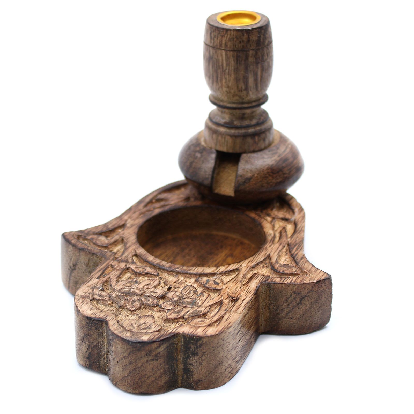Quemador de reflujo Hamsa de madera de mango · Pequeño - Imagen 3