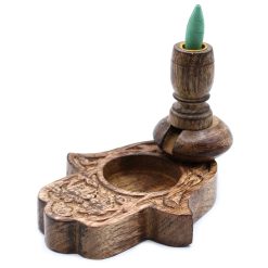 Quemador de reflujo Hamsa de madera de mango · Pequeño - Imagen 6