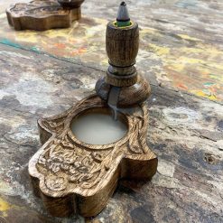Quemador de reflujo Hamsa de madera de mango · Pequeño - Imagen 4