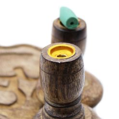 Quemador de reflujo Buda dorado de madera de mango · Pequeño