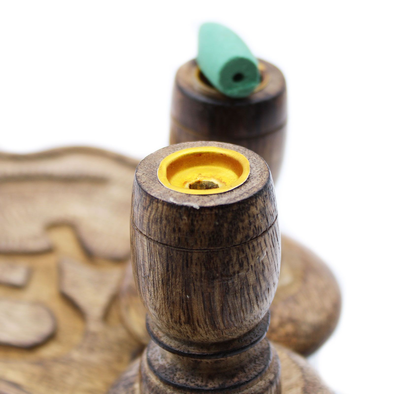 Quemador de reflujo Hamsa de madera de mango · Pequeño