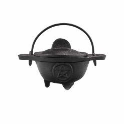 Caldero ritual de hierro fundido con pentagrama – 5 × 9 cm