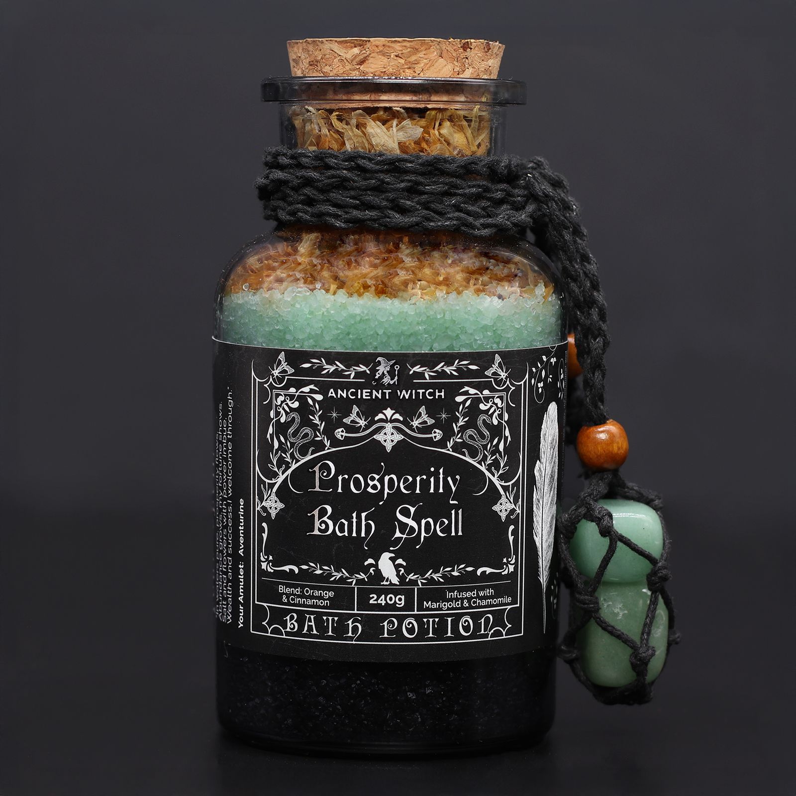 Poción de baño Ancient Witch «Prosperidad» con amuleto de aventurina