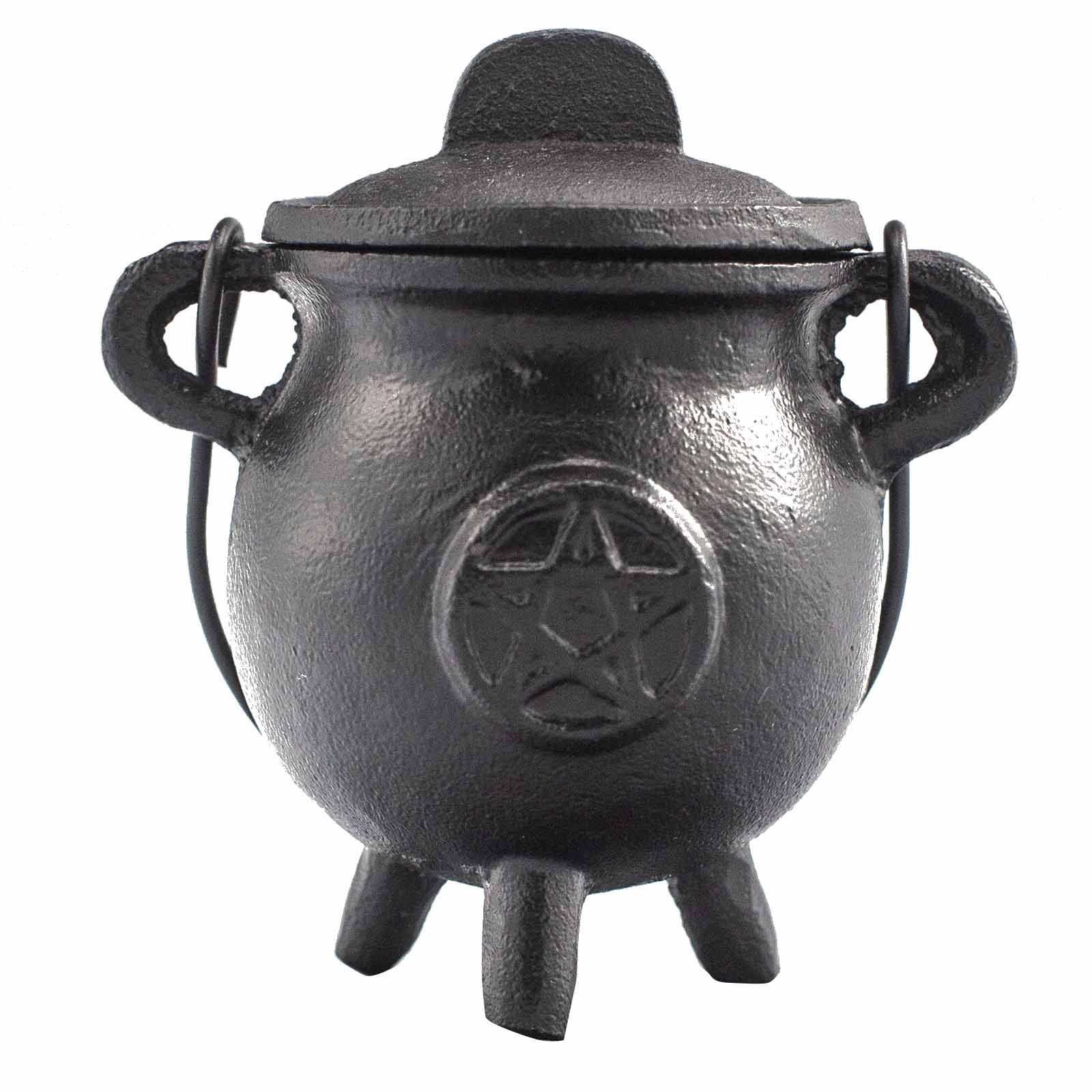 Caldero ritual de hierro fundido con pentagrama – 6,5 × 13 cm