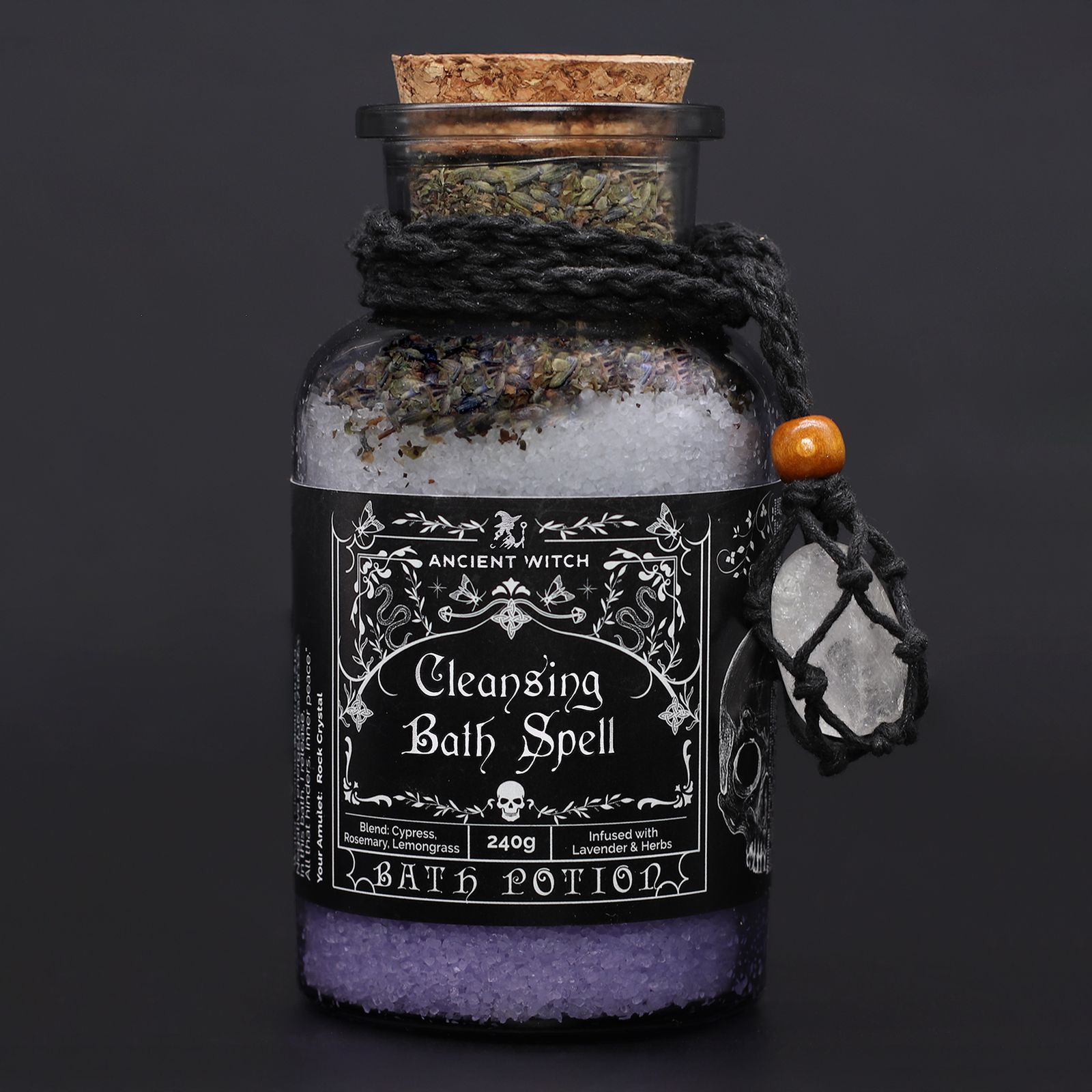 Poción de baño Ancient Witch «Purificación» con amuleto de cristal de roca
