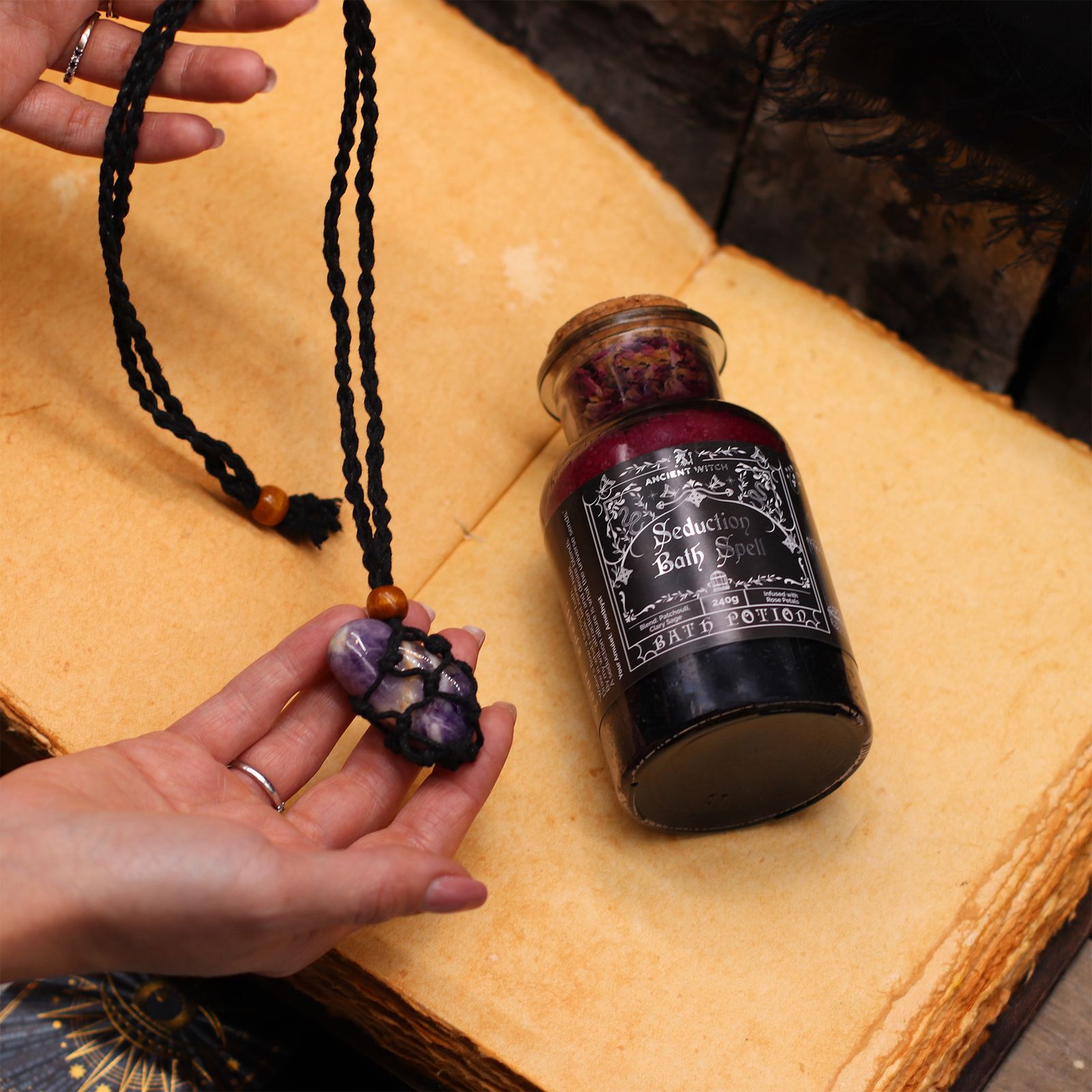 Poción de baño Ancient Witch «Purificación» con amuleto de cristal de roca - Imagen 3