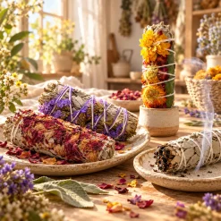 Atados de salvia y otras hierbas